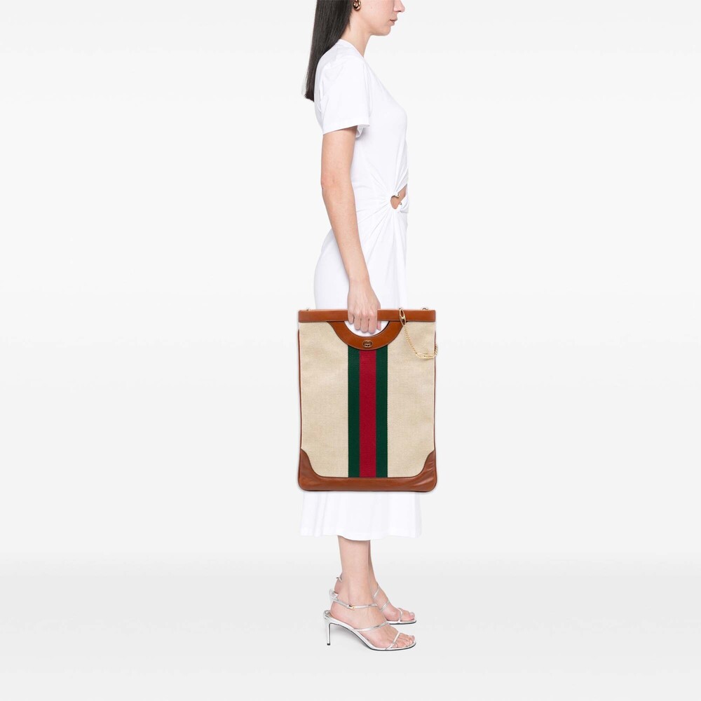 Pre-Loved Gucci Canvas Web Satchel - Picture 7 of 8